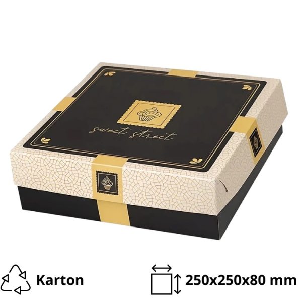 Škatla s pokrovom za sladice 25x25x8 cm Sweet Street [3 kos/pak]