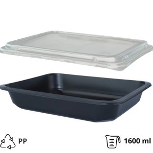 Posodica s pokrovom PP 227х178х40 mm, črna 50 kos (komplet)