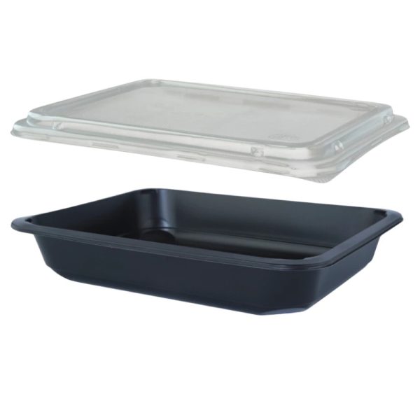 Posodica s pokrovom PP 227х178х40 mm, črna 50 kos (komplet)