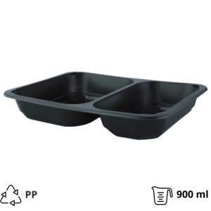 Posodica PP  227х178х40 mm 2-delna črna [50 kos/pak]