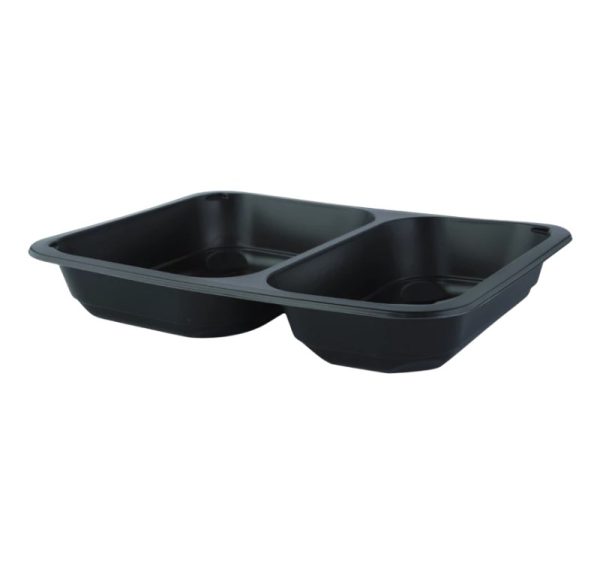 Posodica PP  227х178х40 mm 2-delna črna [50 kos/pak]