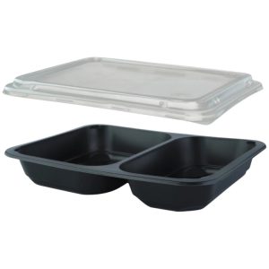 Posodica s pokrovom PP 227х178х40 mm 2-delna črna 50 kos (komplet)