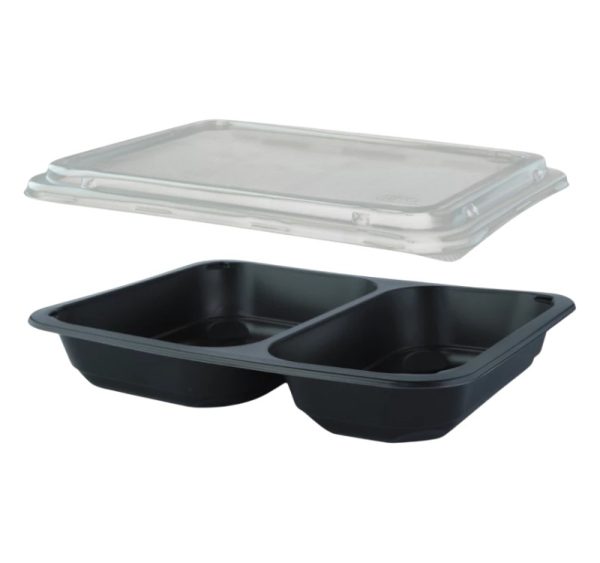 Posodica s pokrovom PP 227х178х40 mm 2-delna črna 50 kos (komplet)