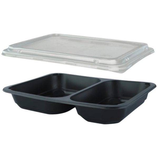 Posodica s pokrovom PP 227х178х40 mm 2-delna črna 50 kos (komplet)