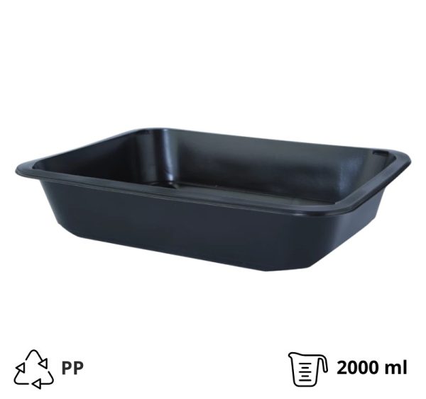 Posodica PP 2000 ml 227х178х50 mm črna, brez pokrova [50 kos/pak]