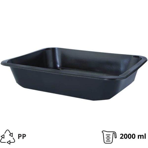 Posodica PP 2000 ml 227х178х50 mm črna, brez pokrova [50 kos/pak]