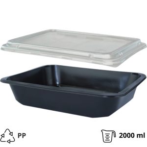Posodica s pokrovom PP 227х178х50mm, črna 50 kos (komplet)