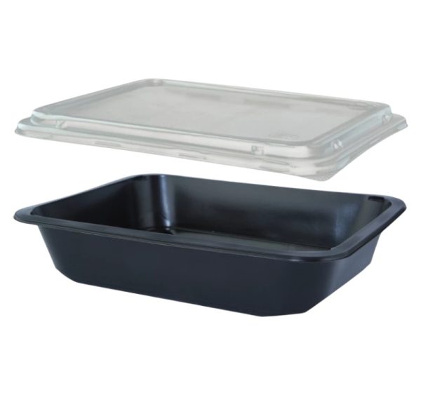 Posodica s pokrovom PP 227х178х50mm, črna 50 kos (komplet)