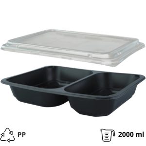 Posodica s pokrovom PP 227х178х50 mm 2-delna, črna 50 kos (komplet)