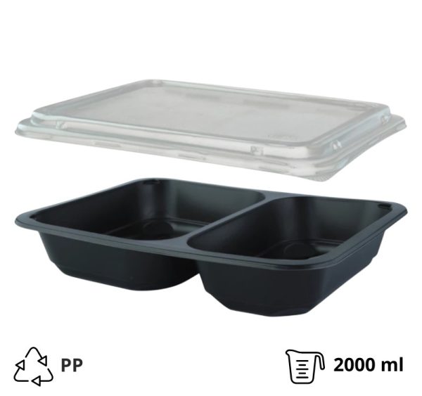 Posodica s pokrovom PP 227х178х50 mm 2-delna, črna 50 kos (komplet)