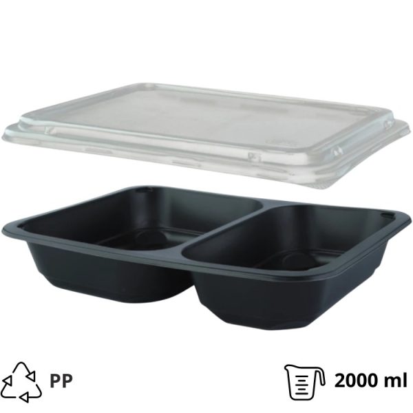 Posodica s pokrovom PP 227х178х50 mm 2-delna, črna 50 kos (komplet)