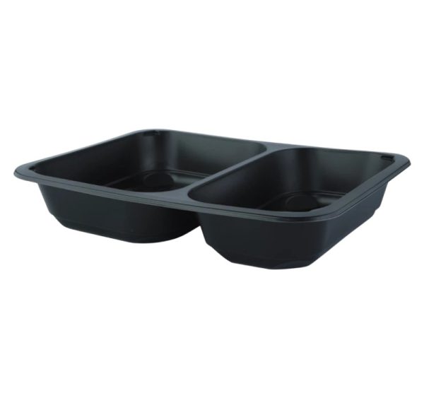 Posodica PP 2000 ml 227х178х50 mm 2-delna črna, brez pokrova [50 kos/pak]