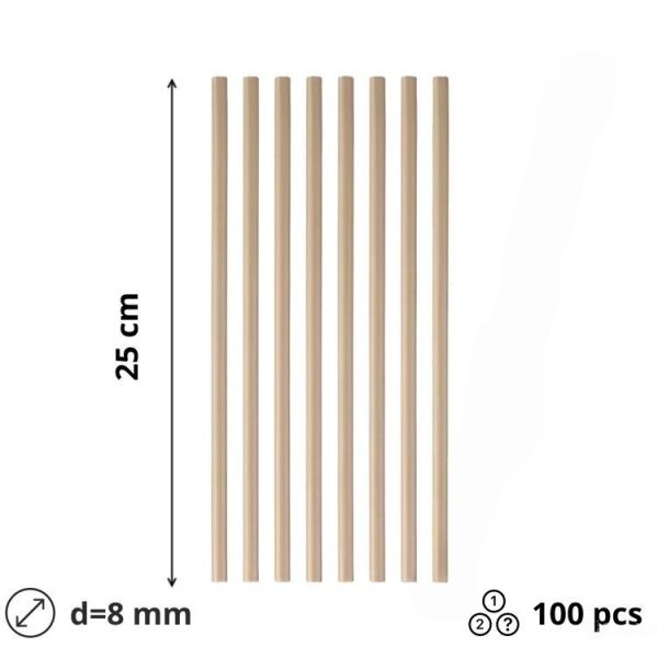 Slamice papirnate d=8 mm l=250 mm kraft 100 kos/pak [5 kos/pak]