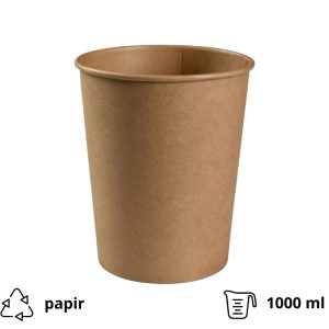 Posoda papirnata 1000 ml d=115 mm h=136 mm, kraft, brez pokrova [250 kos/pak]
