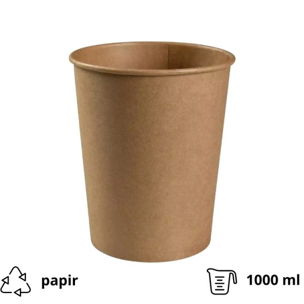 Posoda papirnata 1000 ml d=115 mm h=136 mm, kraft, brez pokrova [250 kos/pak]