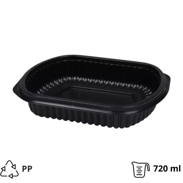Posodica PP 210x180x40 mm, 720 ml črna [150 kos/pak]
