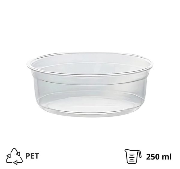 Posodica PET 250ml DELI d=117mm, h=45mm prozorna, brez pokrova [50 kos/pak]