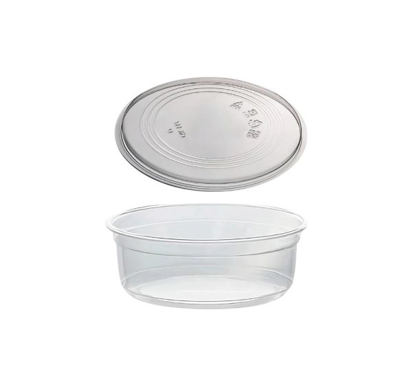 Posodica PET s pokrovom 250ml DELI d=117mm, h=45mm prozorna, 50 kos (komplet)