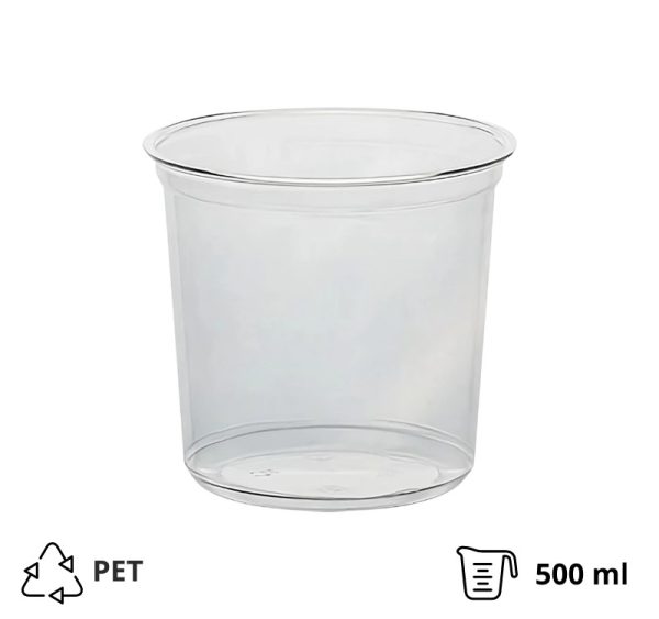 Posodica PET 500ml DELI d=117mm, h=75mm prozorna, brez pokrova [50 kos/pak]