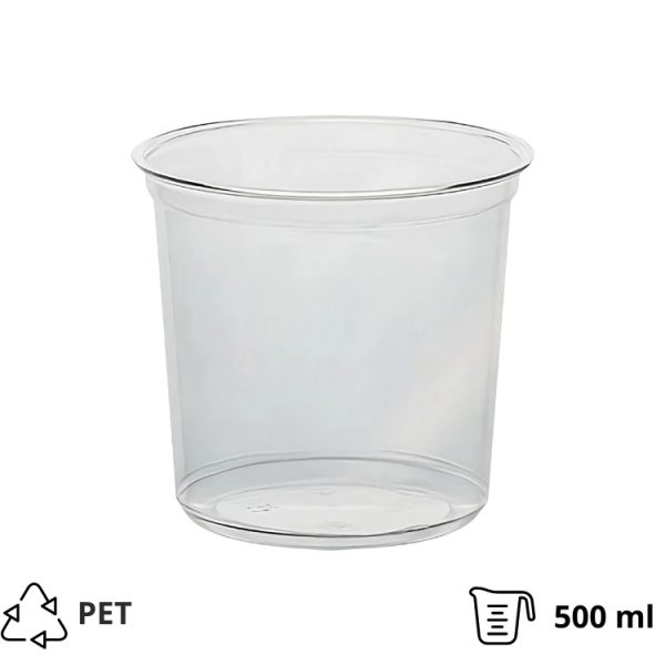 Posodica PET 500ml DELI d=117mm, h=75mm prozorna, brez pokrova [50 kos/pak]