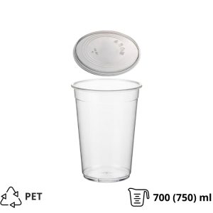 Posodica s pokrovom 700 (750) ml DELI d=117mm, h=108mm prozorna, 50 kos (komplet)