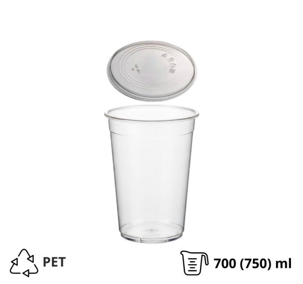 Posodica s pokrovom 700 (750) ml DELI d=117mm, h=108mm prozorna, 50 kos (komplet)