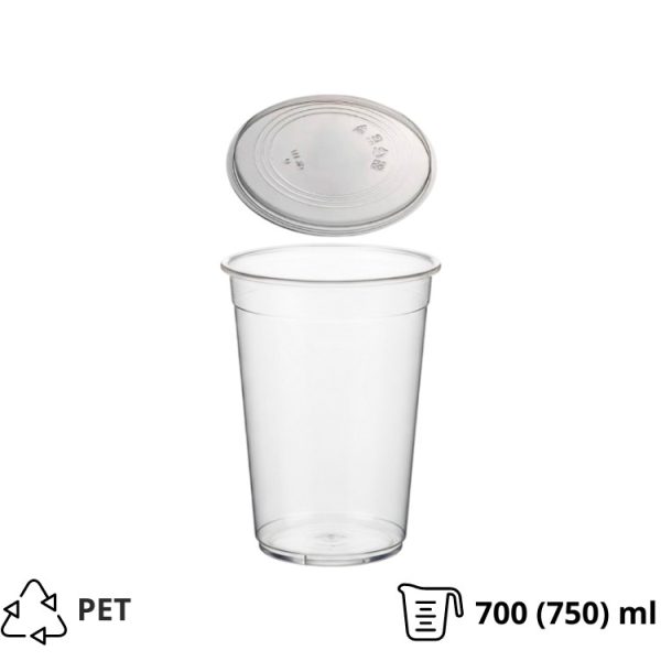 Posodica s pokrovom 700 (750) ml DELI d=117mm, h=108mm prozorna, 50 kos (komplet)
