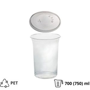 Posodica s pokrovom 700 (750) ml DELI d=117mm, h=108mm prozorna, 50 kos (komplet)