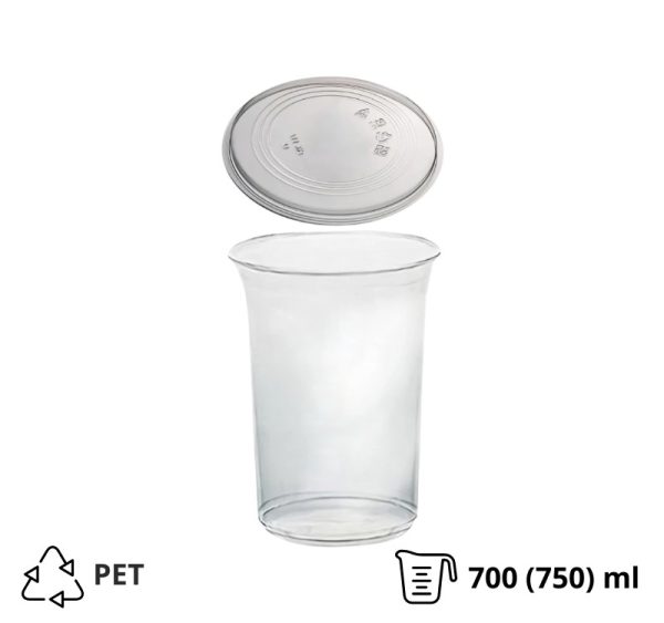 Posodica s pokrovom 700 (750) ml DELI d=117mm, h=108mm prozorna, 50 kos (komplet)