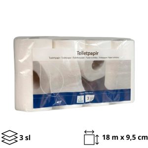 Toaletni papir 3 sl 8 rol, beli 160 l 8/1