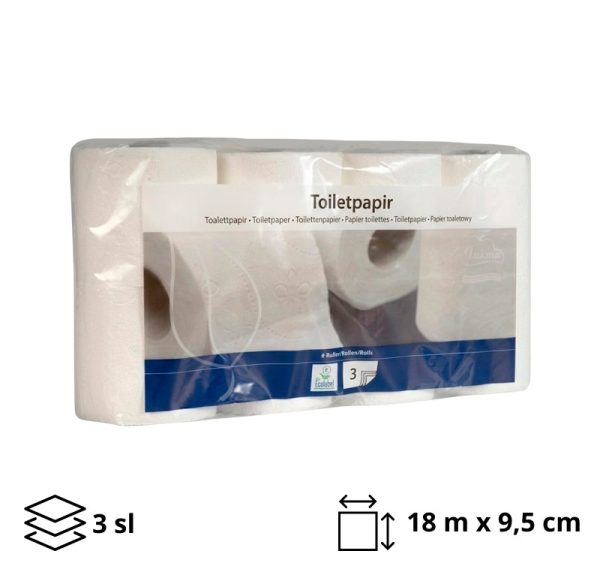 Toaletni papir 3 sl 8 rol, beli 160 l 8/1