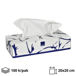 Papirnati robčki v škatli 2-slojni 2 sl 20×20 cm beli 100 kos/pak