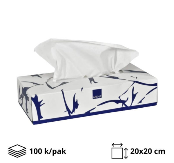Papirnati robčki v škatli 2-slojni 2 sl 20×20 cm beli 100 kos/pak