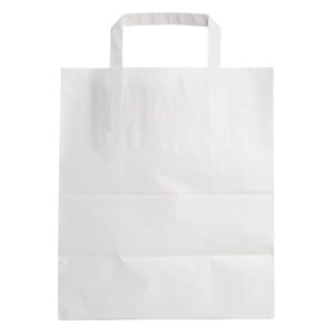 Papirnata nosilna vrečka z utrjenim notranjim ravnim ročajem 260х170х290 mm bela (250 kos/pak)