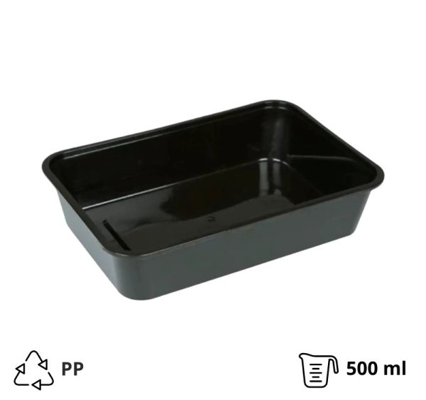 Posodica PP 500 ml 170x115x40 mm črna [50 kos/pak]