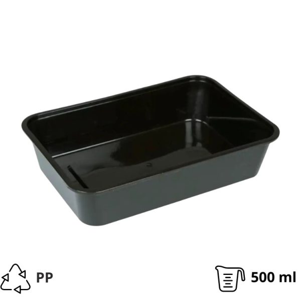 Posodica PP 500 ml 170x115x40 mm črna [50 kos/pak]