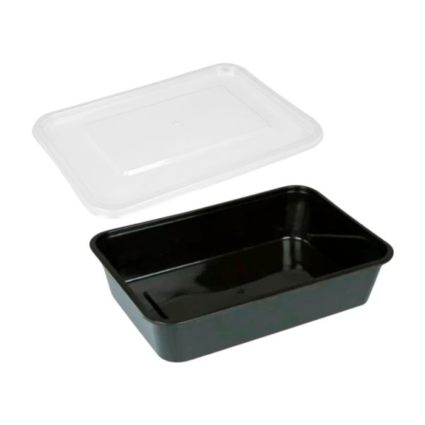 Posodica PP s pokrovom 500 ml 170x115x40 mm črna 50 kos (komplet)