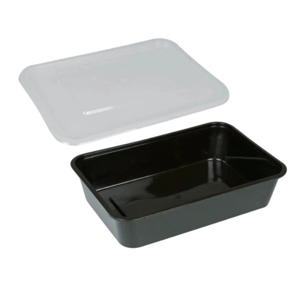 Posodica PP s pokrovom 500 ml 170x115x40 mm črna 50 kos (komplet)