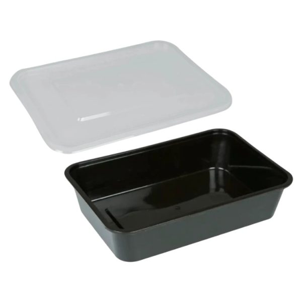 Posodica PP s pokrovom 500 ml 170x115x40 mm črna 50 kos (komplet)