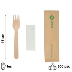 Komplet 2 leseni (vilica, servieta) 16cm 500 kos/pak