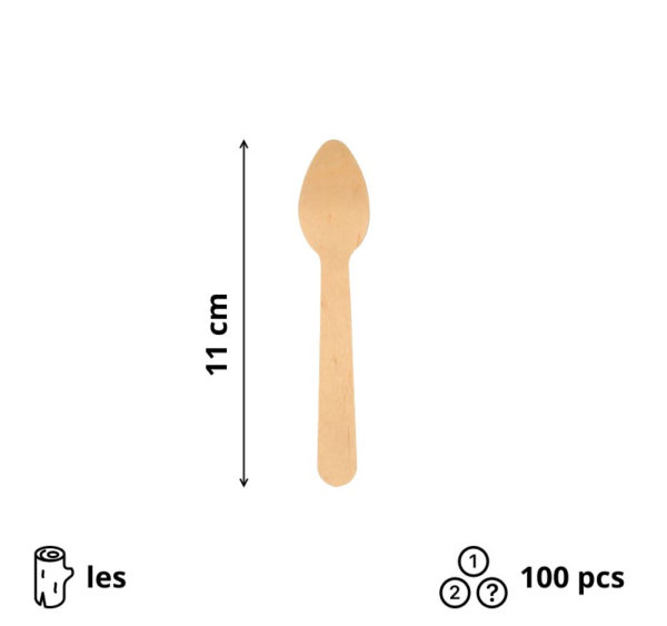 Mini ŽLICA 11 cm lesena 100 kos