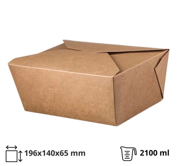 Papirnata posoda 2100 ml 196x140x65 mm kraft 50 kos