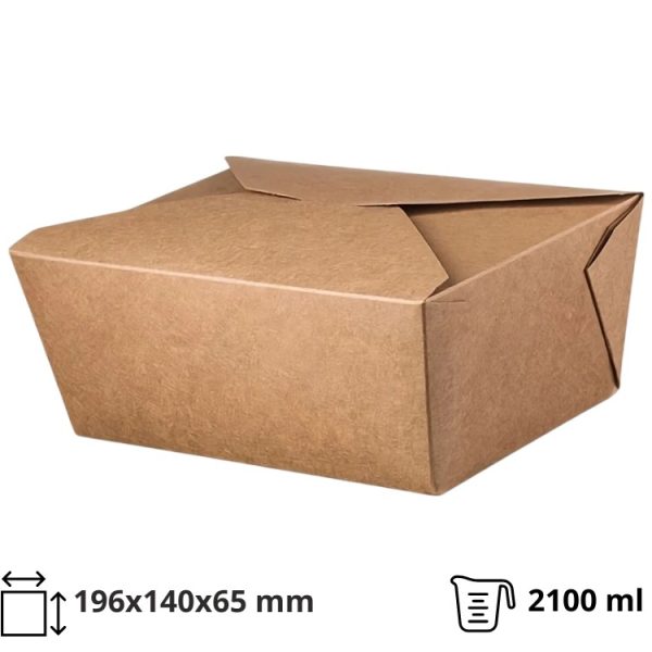 Papirnata posoda 2100 ml 196x140x65 mm kraft 50 kos