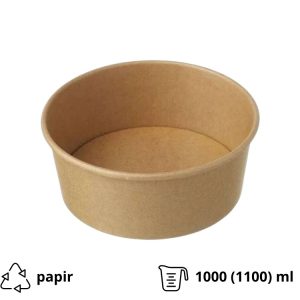 Papirnata posoda 1000 (1100) ml d=185 mm h=60 mm, kraft 50 kos