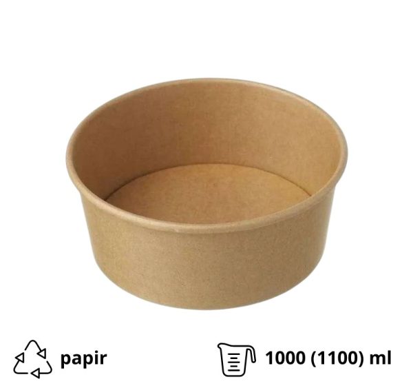 Papirnata posoda 1000 (1100) ml d=185 mm h=60 mm, kraft 50 kos