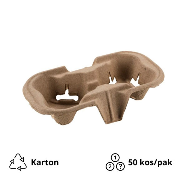 Držalo za 2 kozarca bež 50 kos