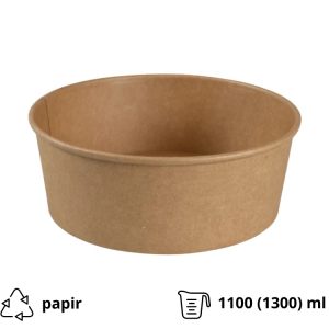 Papirnata posoda 1100 (1300) ml d=190 mm h=66 mm, kraft, brez pokrova 50 kos