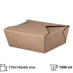 Papirnata posoda Take Away 1500 ml 170x145x65 mm, kraft 50 kos