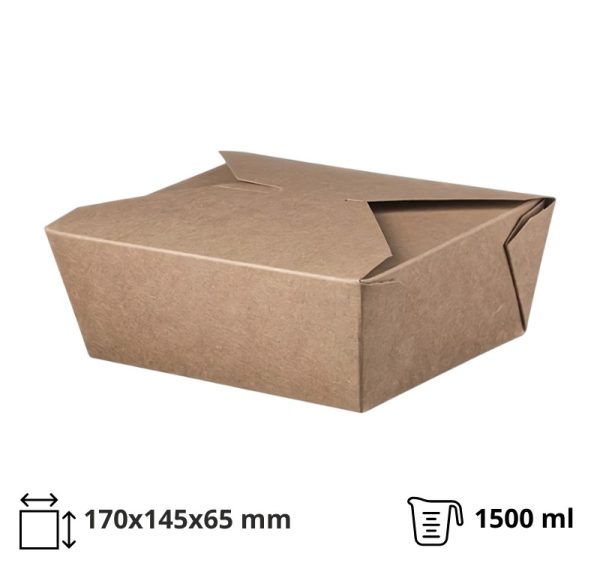 Papirnata posoda Take Away 1500 ml 170x145x65 mm, kraft 50 kos