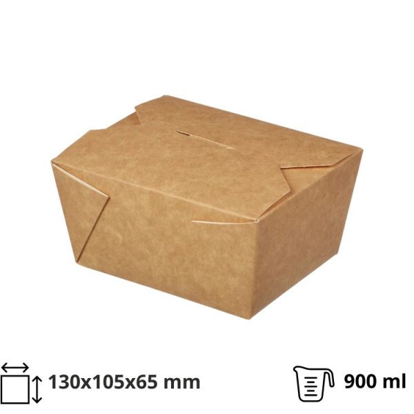 Papirnata posoda Take Away 900 ml 130x105x65 mm, kraft 50 kos